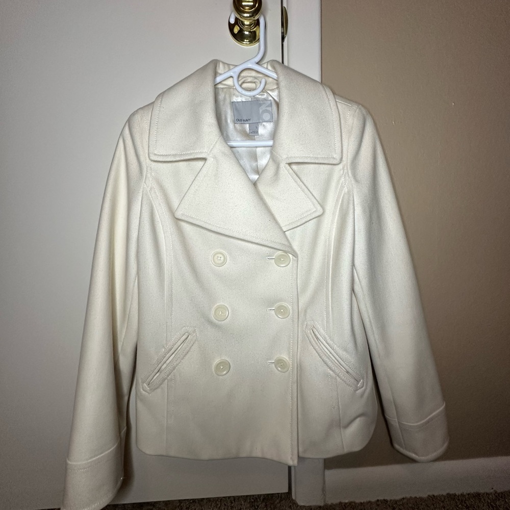 Old Navy White Wool Peacoat - Size Small